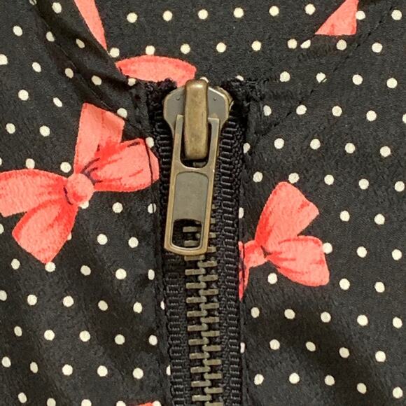 Gianni Bini GB Dress Zipper Front Bow Print Polka Dot Mini Dress Size Small - Picture 9 of 15